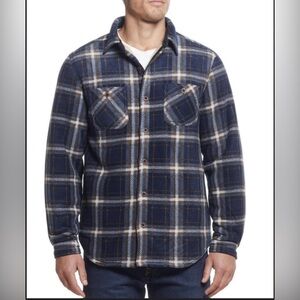 Weatherproof Vintage Mens Sherpa Lined Flannel Shirt Jacket Brady Blue NWT Large